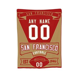 Custom Football Throw Blankets Personalized Ultra-Soft Micro Fleece Blankets with Name Numbers for Fans Gifts