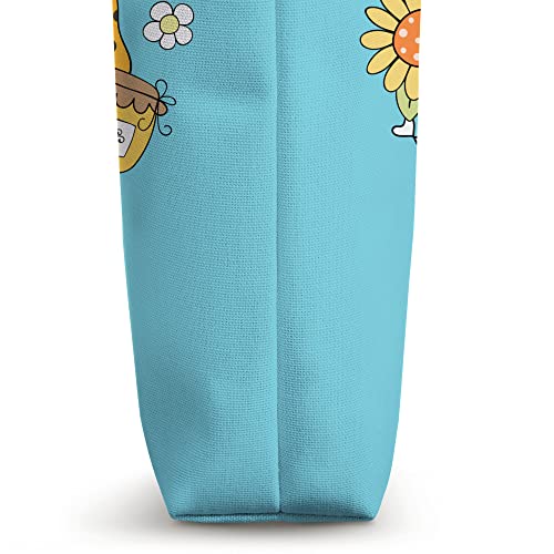 Gigi Grandma Women Cute Gnomes with Bees Sunflower in Blue Tote Bag