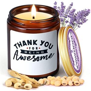 thank you candle, employee appreciation gifts, funny appreciate present ideas for women men best friends teacher team members, goodbye coworkers leaving gifts, lavender scented candle home decor