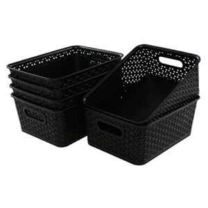 bblina 6-pack black storage basket, plastic weave organizer bins