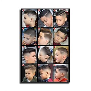 barber shop poster – children’s haircuts and fashion men’s haircuts chart poster canvas painting wall art for barbershop beauty shop decor (child,12×18inch-unframed)