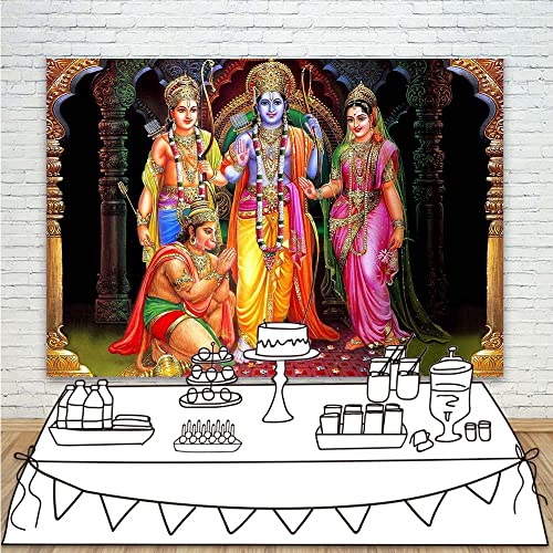 Smiler Lord Rama Backdrop 5x7 Vinyl Lord Ram Poster Wall Decor Rama Navami Background for Home Room Decor Diwali Decorations