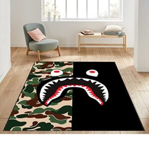 camouflage bape rug, cool camouflage rug, military camouflage rug, decor army camouflage, camouflage military patterned, bape rug, e140 (4.6×6.56 feet – 140×200 cm)