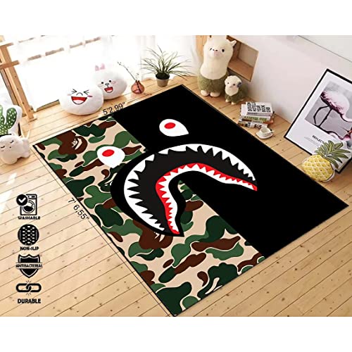 Camouflage Bape Rug, Cool Camouflage Rug, Military Camouflage Rug, Decor Army Camouflage, Camouflage Military Patterned, Bape Rug, e140 (4.6x6.56 feet - 140x200 cm)