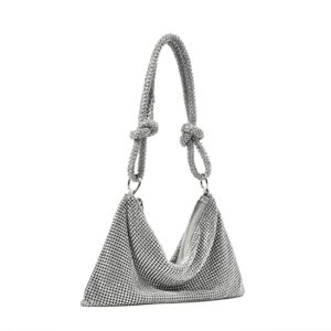 tanosii rhinestone purse crystal evening bag sparkly handbag bling shoulder bag glitter clutch for women silver l