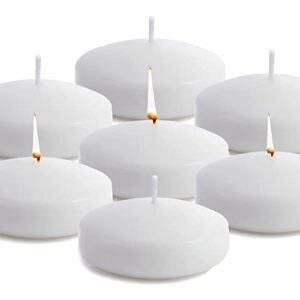 24 pack floating candles 3 inch, white unscented smokeless paraffin wax burning candles, for wedding centerpieces for tables, pool, and special occasions