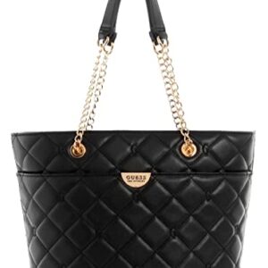 GUESS Women's GS Embroidered Quilted Tote Bag Handbag - Black