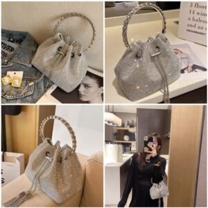 Women Rhinestones Crystal Evening Bags Crossbody Bags Women Purse Bling Bling Bag Shoulder Cross-body Purses for Cocktail Prom Wedding Party