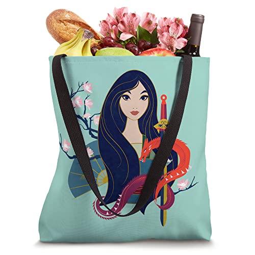 Disney Princess Mulan and Mushu Modern Art Deco Style Tote Bag