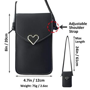 Small Crossbody Cell Phone Purse For Women, Touch Screen Bag With Credit Card Slots Girls, Mini Wallet Handbag Pouch Clutch (Black)