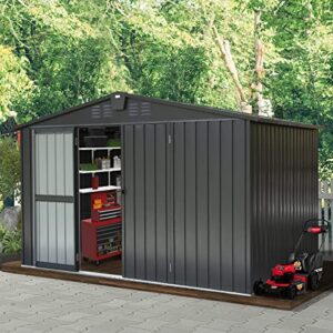 domi outdoor storage shed 10′ x 8′, metal steel utility tool shed storage house with double lockable doors & air vents for backyard patio garden lawn