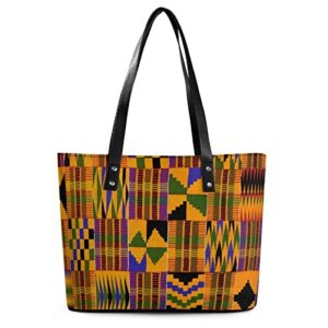 african kente cloth ethnic art pattern women tote bag top handle handbags satchel shoulder bag funny printed