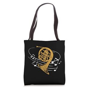 orchestra brass instrument sheet music french horn tote bag