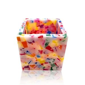 Handmade Candle - Paraffin Wax Cube Candle with Candle Cup Inside - Unique Home Decor Ideal for Centerpiece, Living Room, and Bedroom (Multi-Colored)