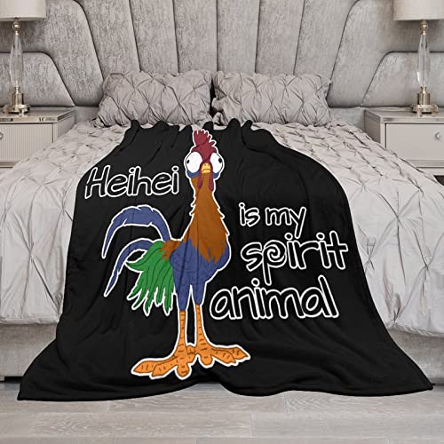 Rooster HEI HEI Spirit Animal Flannel Fleece Throw Blanket Soft Warm Lightweight Fuzzy Plush Blankets for Bed Couch Sofa 70"x80"