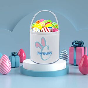 Personalized Easter Baskets for Girls Boys Kids with Name Custom Buny Easter Basket Customized Easter Egg Tote Bags Buckets