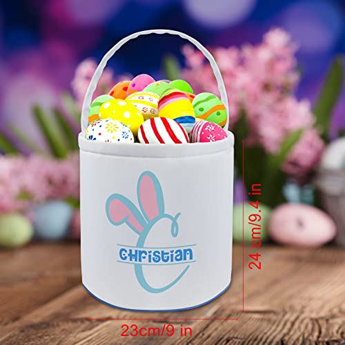 Personalized Easter Baskets for Girls Boys Kids with Name Custom Buny Easter Basket Customized Easter Egg Tote Bags Buckets