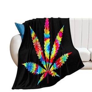 weed colorful art flannel fleece throw blanket soft warm lightweight fuzzy plush blankets for bed couch sofa 70″x80″