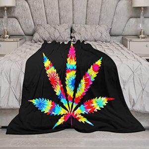 Weed Colorful Art Flannel Fleece Throw Blanket Soft Warm Lightweight Fuzzy Plush Blankets for Bed Couch Sofa 70"x80"