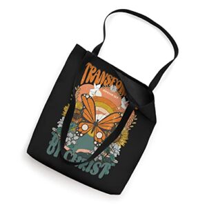 Retro Transformed By Christ Boho Jesus God Religious Trendy Tote Bag