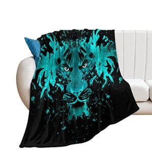 Anger Tiger Flannel Fleece Throw Blanket Soft Warm Lightweight Fuzzy Plush Blankets for Bed Couch Sofa 70"x80"