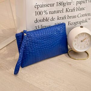 SuanlaTDS 2023 Bag Fashion Women Artificial Leather Solid Color Underarm Envelope Bag Purse Clutch (Blue, One Size)