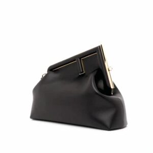 cinq boutique – women clutch purse bag genuine leather – with metal clasp closure – black color – 1 count