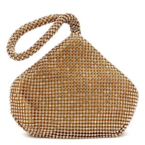 women’s evening bag sparkly rhinestone purse triangle designer wrist clutch purse for party prom wedding purse gold