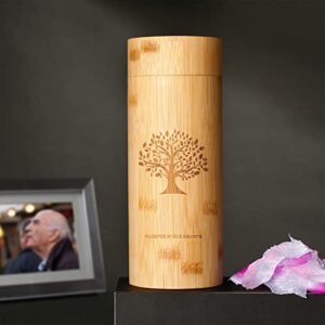 Scattering Tube for Human Ashes,Biodegradable Bamboo Urn Eco Friendly,9''x3.5'' Medium Cremation Urn for Spreading Ashes,Scattering Urn for Adult Female Male Pet Ashes(Set of 1,Tree of Life Pattern)