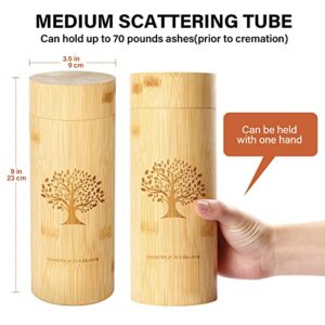 Scattering Tube for Human Ashes,Biodegradable Bamboo Urn Eco Friendly,9''x3.5'' Medium Cremation Urn for Spreading Ashes,Scattering Urn for Adult Female Male Pet Ashes(Set of 1,Tree of Life Pattern)