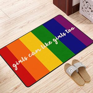 Pride LGBT Bisexual Girls Pattern Area Rugs Non-Slip Machine Washable Floor Mat, Doormat Carpet Decorations for Living Room Bedroom Bathroom Kitchen (36 x 24 inches,Rainbow)