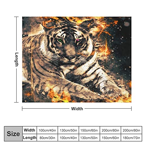 Tiger with Fire Flannel Fleece Throw Blanket Soft Warm Lightweight Fuzzy Plush Blankets for Bed Couch Sofa 30"x40"