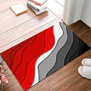 red gray modern geometric doormat indoor doormat bath rugs non slip, washable cover floor rug absorbent carpets floor mat home decor for kitchen abstract gradient art (16×24)