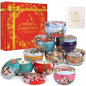 Christmas Scented Candles Gifts Sets: 9 Pack Natural Soy Wax Candle Set with Fragrance Essential Oil Perfect Women Valentine's Gift for Stress Relief and Aromatherapy