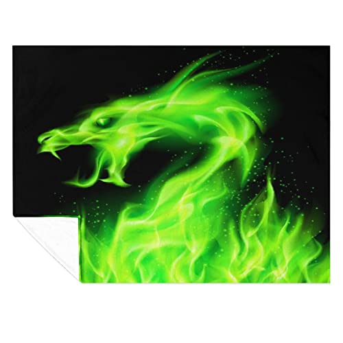 Fire Head of Dragon Flannel Fleece Throw Blanket Soft Warm Lightweight Fuzzy Plush Blankets for Bed Couch Sofa 70"x80"