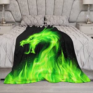 Fire Head of Dragon Flannel Fleece Throw Blanket Soft Warm Lightweight Fuzzy Plush Blankets for Bed Couch Sofa 70"x80"