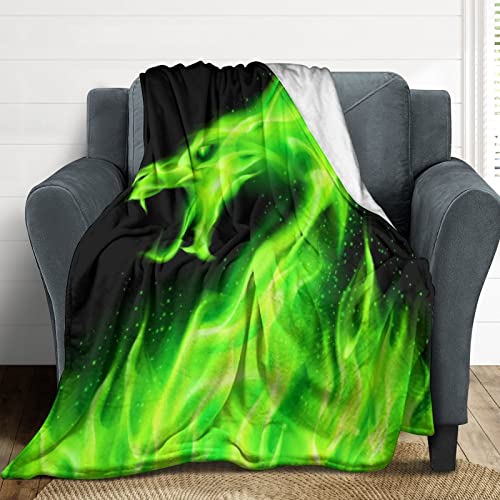 Fire Head of Dragon Flannel Fleece Throw Blanket Soft Warm Lightweight Fuzzy Plush Blankets for Bed Couch Sofa 70"x80"