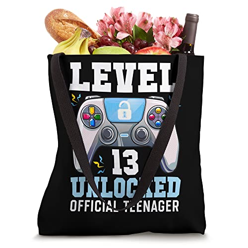 Level 13 Unlocked Video Game 13th Birthday Gamer Boys Kids Tote Bag