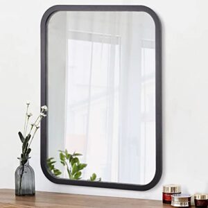 aoaopq black rustic wall mirror wood rectangle frame decorative small wooden mirror 16″x20″ entryway hanging mirror for home farmhouse bathroom bedroom