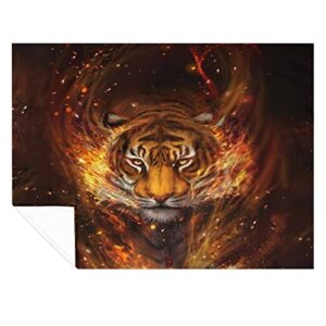 Fire Tiger Flannel Fleece Throw Blanket Soft Warm Lightweight Fuzzy Plush Blankets for Bed Couch Sofa 40"x50"