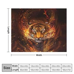 Fire Tiger Flannel Fleece Throw Blanket Soft Warm Lightweight Fuzzy Plush Blankets for Bed Couch Sofa 40"x50"