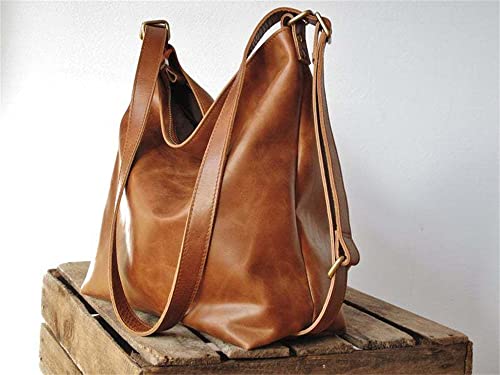 QTKJ Crossbody Bags for Women, Leather Backpack, Large Leather Handbag, Vegan Leather Shoulder, Multifuction Convertible Backpack for Women Travel Work Vacation