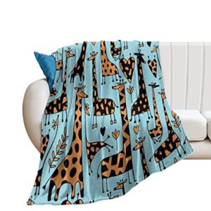 animals giraffe flannel fleece throw blanket soft warm lightweight fuzzy plush blankets for bed couch sofa 70″x80″