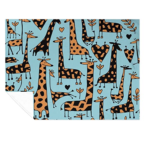 Animals Giraffe Flannel Fleece Throw Blanket Soft Warm Lightweight Fuzzy Plush Blankets for Bed Couch Sofa 70"x80"