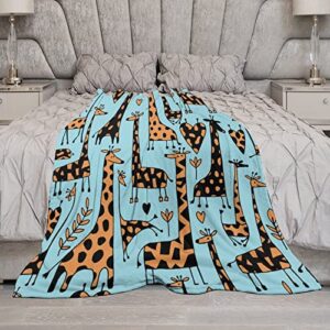 Animals Giraffe Flannel Fleece Throw Blanket Soft Warm Lightweight Fuzzy Plush Blankets for Bed Couch Sofa 70"x80"