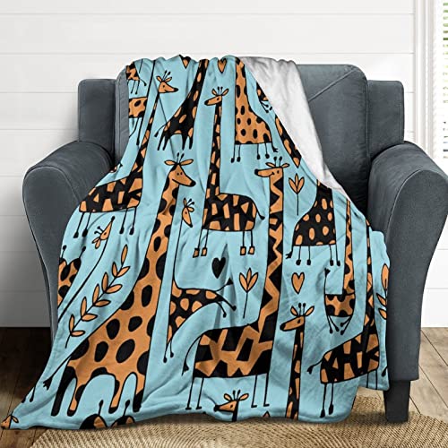 Animals Giraffe Flannel Fleece Throw Blanket Soft Warm Lightweight Fuzzy Plush Blankets for Bed Couch Sofa 70"x80"