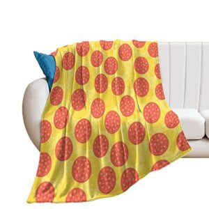 pepperoni pizza pattern flannel fleece throw blanket soft warm lightweight fuzzy plush blankets for bed couch sofa 70″x80″