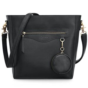 kattee women genuine leather shoulder tote bags bucket hobo purses vintage designer crossbody handbags with coin pouch