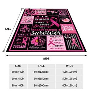 VIZIBWIS Breast Cancer Awareness Blanket Soft Flannel Throw Blanket Inspirational Gifts for Women Breast Cancer Survivor Patient 60" x 50" -1