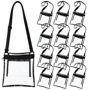 12 pcs clear stadium bag approved purse bulk for women see through clear crossbody bags for stadium transparent security messenger handbag for work travel workout concert sports events festivals